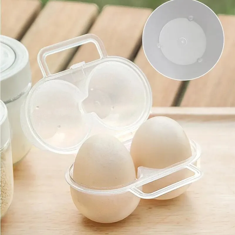 1pc 2-Cell Outdoor Portable Egg Box Plastic Egg Tray Refrigerator Egg Storage Box Shock-absorbing And Anti Drop Egg Loade