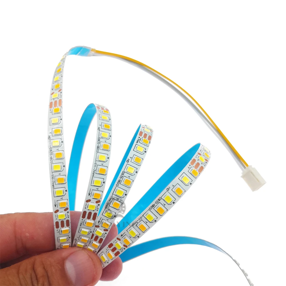 2Pin 3Pin Constant Current LED Strip SMD2835 200D/M 180D/M 5B10Cx2 5B9Cx2 3000K+6500K 3 Colors 7mm Width For Indoor Chandelier