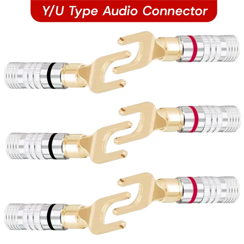Y/U Shape Banana Plug Spade Fork Screw-Type Connector for Speaker Wire Amplifier Binding Posts