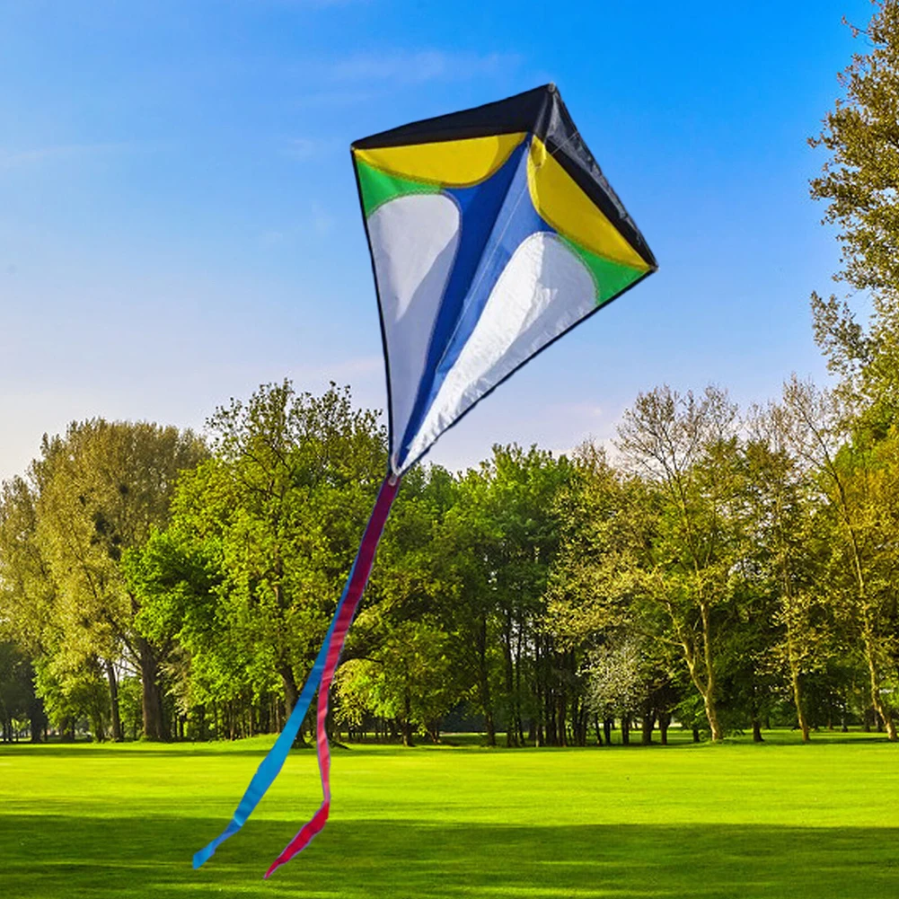 

Single Line Kite with Long Tail Diamond Shaped Kite Easy To Fly Large Kite Toy Enhance Coordination for Children Kids