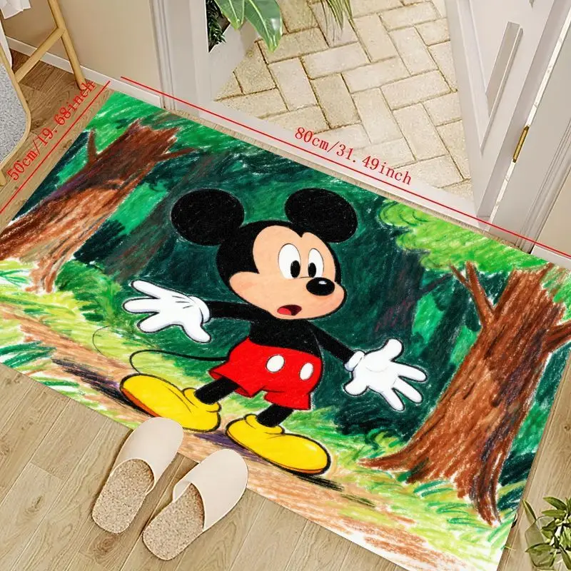

1 шт. напольный коврик с персонажем мультфильма Микки Мауса, креативный карандашный лесной дизайн, нескользящий моющийся коврик, милая детская комната, спальня L