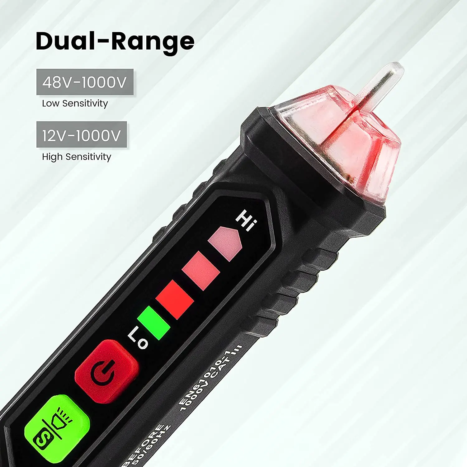 Dual Detect Range AC 12V-1000V/48V-1000V Non-contact Voltage Detector Test Pen with Adjustable Sensitivity and Buzzer Alarming