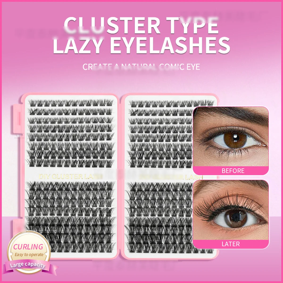 

32 rows of European and American large capacity natural simulation thick and long false eyelashes with glue tweezers