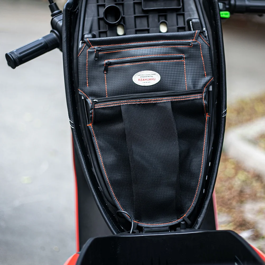 Motorcycle Scooter Seat Bag Tool Storage Motorcycle Seat Bucket Sundries Bag Zipper PU Leather Modification Accessories