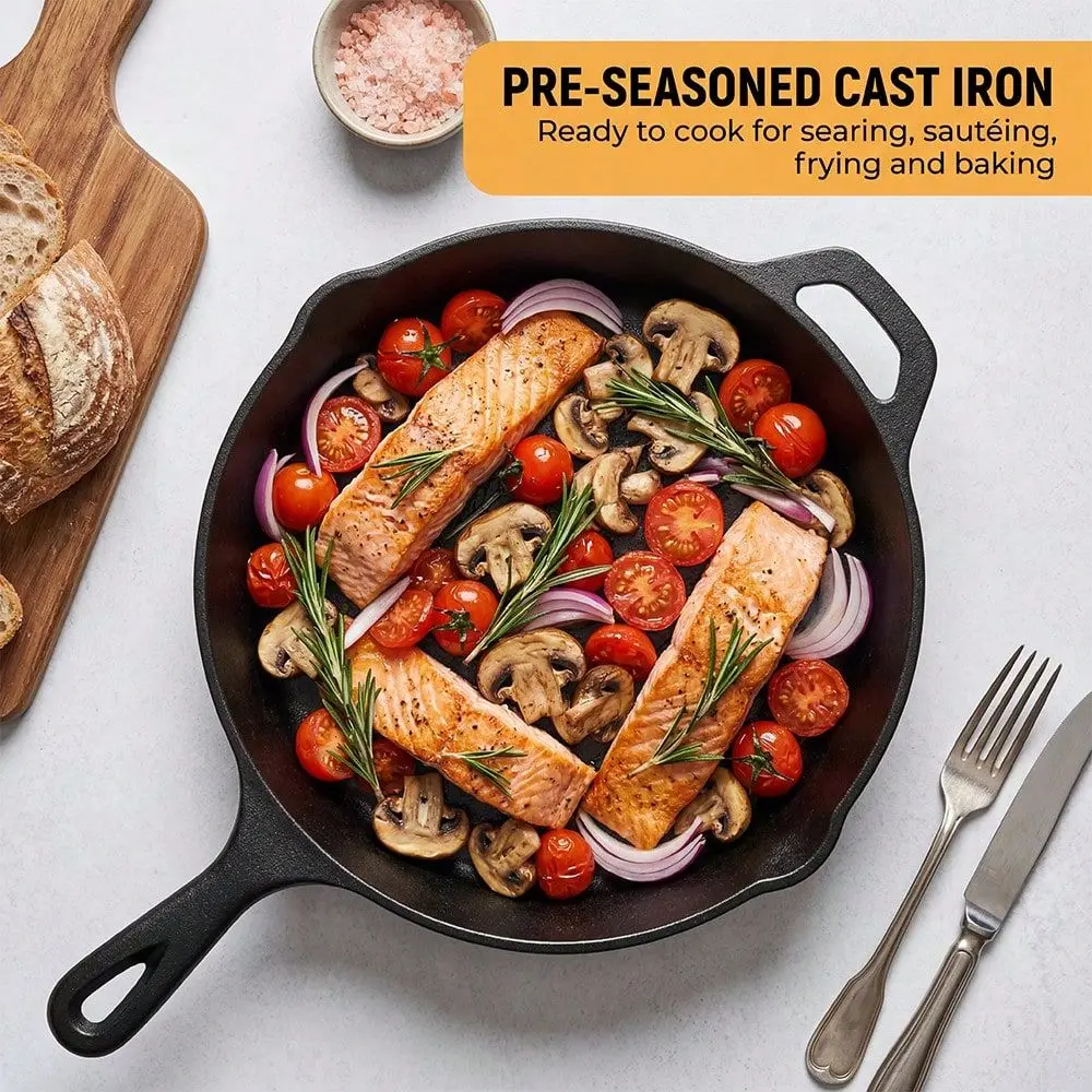 Cast Iron Skillet 3Piece Set6 8 10 Inch Frying Pans, HeavyDuty PreSeasoned Pan Cookware Set NonStick Skillet With Drip Spout, F