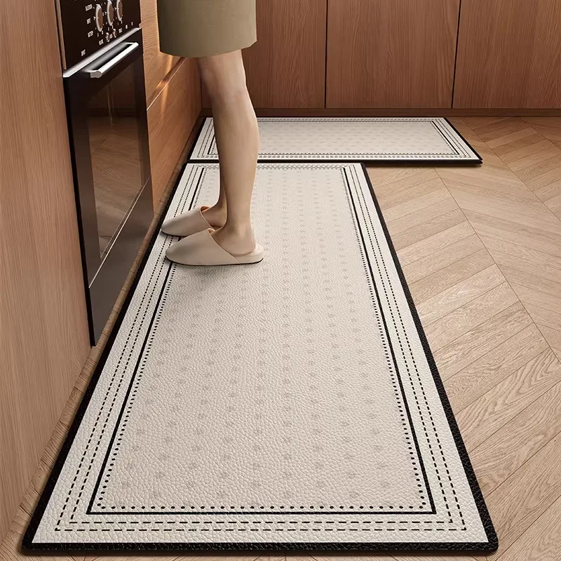 Kitchen Floor Mat Pvc Leather Waterproof Carpet Oil-proof Simple Print Rug Home Decor Long Foot Mats Alfombra De Cocina 주방매트
