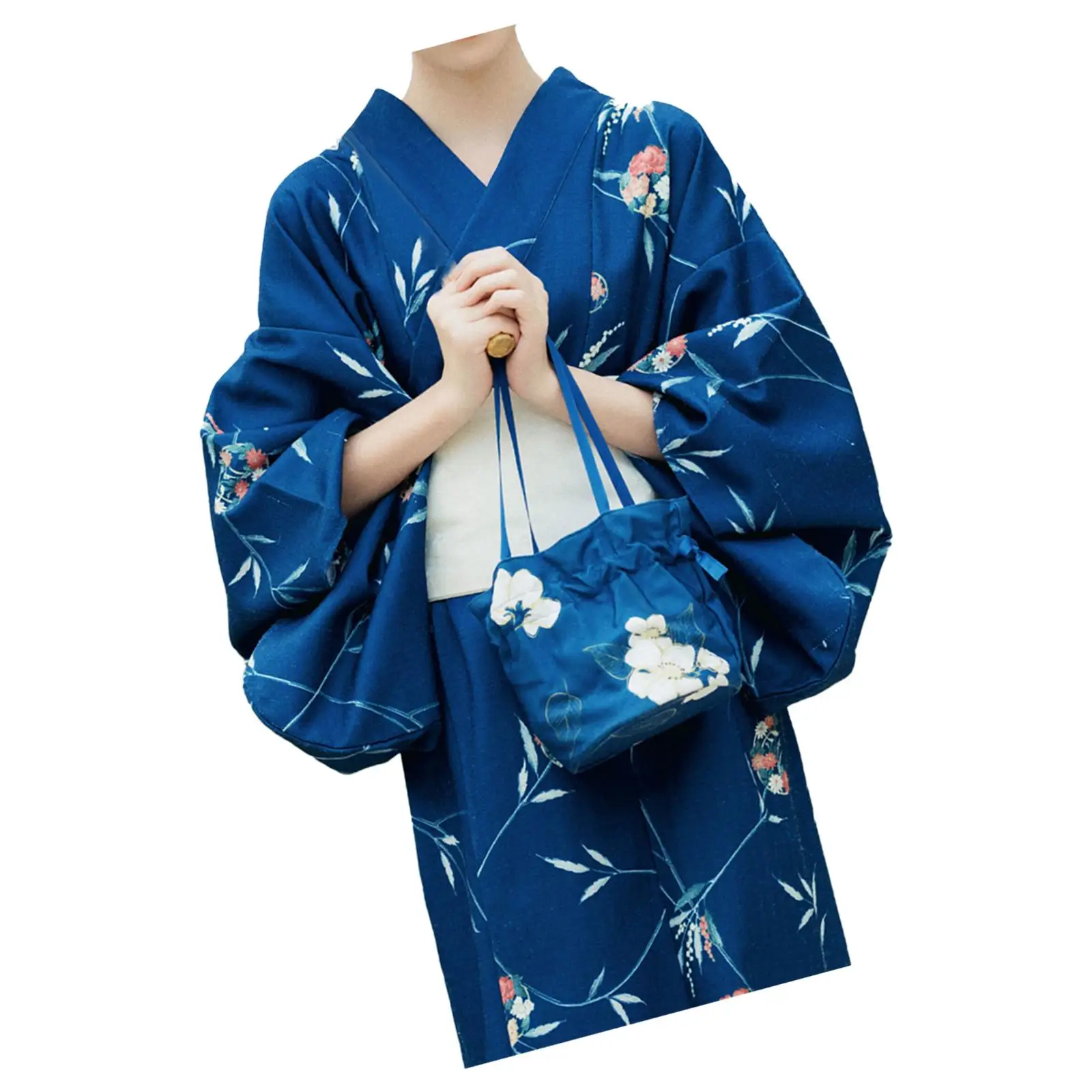 Women's Japanese Casual Kimono Floral Print Costume Long Robe Traditional Sleepwear for Festival Home Halloween Fancy Dress