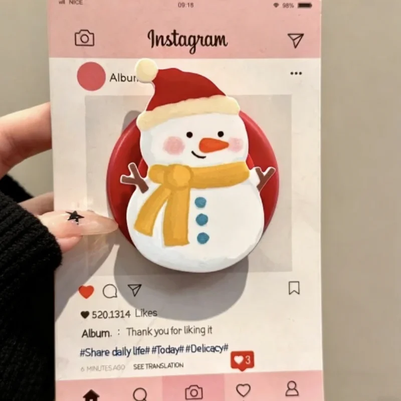 

Милый рождественский снеговик для держателя телефона Griptok, поддержка Magsafe iPhone 15 16, складной чехол для беспроводной зарядки, подставка