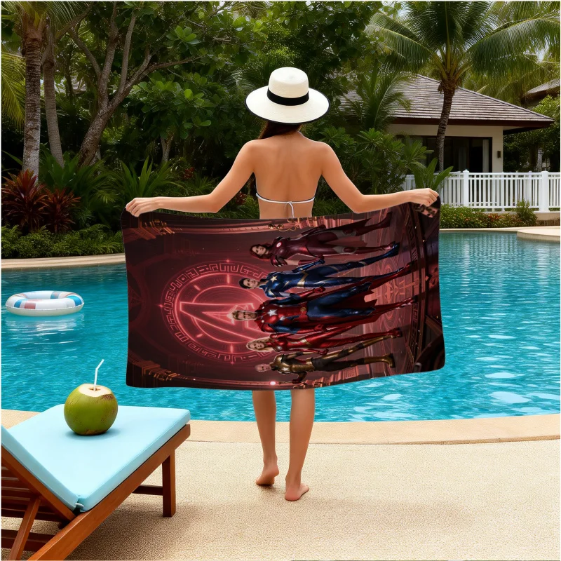 Toalla de playa de superhéroes de Marvel Avengers, toalla de piscina de secado rápido, toalla de camping multifuncional para viajes al aire libre, playa y uso en el baño