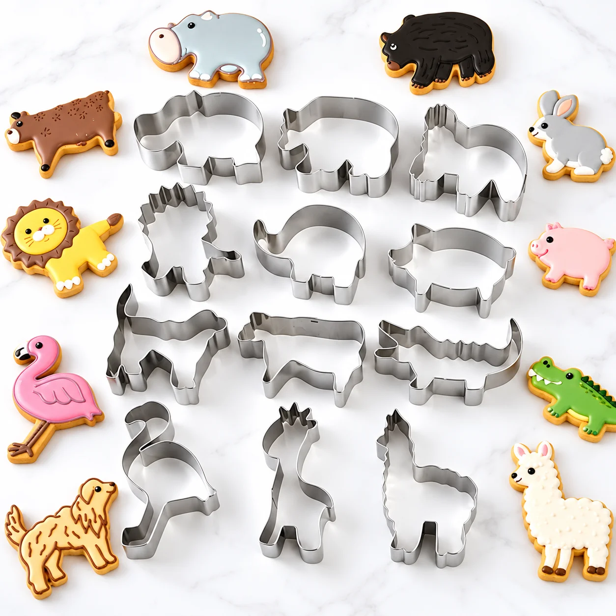12-teiliges Kinder-Cartoon-Ausstechformen-Set, lebensmittelechter Edelstahl, wiederverwendbare Ausstecher für Kekse, Fondant, Geburtstagsfeiern und Backen zu Hause