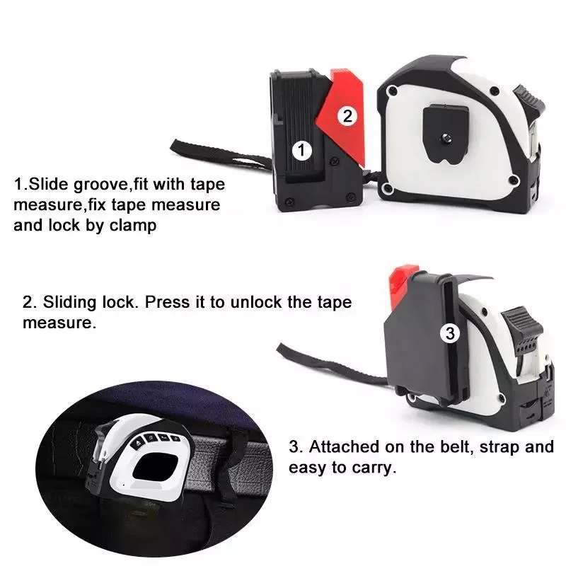 JBS جهاز قياس المسافة بالليزر بالأشعة تحت الحمراء الذكي بشريط 5 أمتار ومدى قياس 40 مترًا