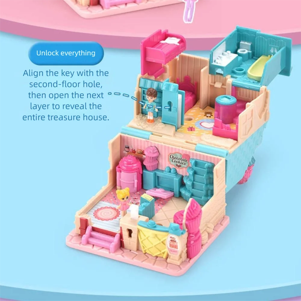 Creative Simulation Play House Expandable Interactive Houses with Furniture Cosplay 3D Miniature Villa Model