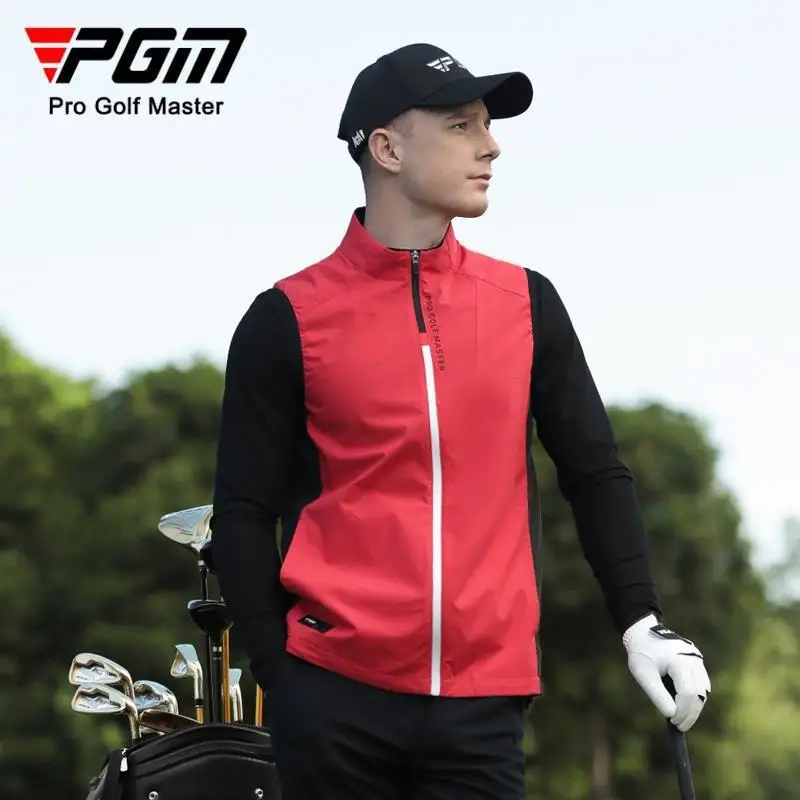 

PGM Golf Vest Jacket Men's Windproof Rainproof Top Zipper Stand-Up Collar Sportswear Men's Vest