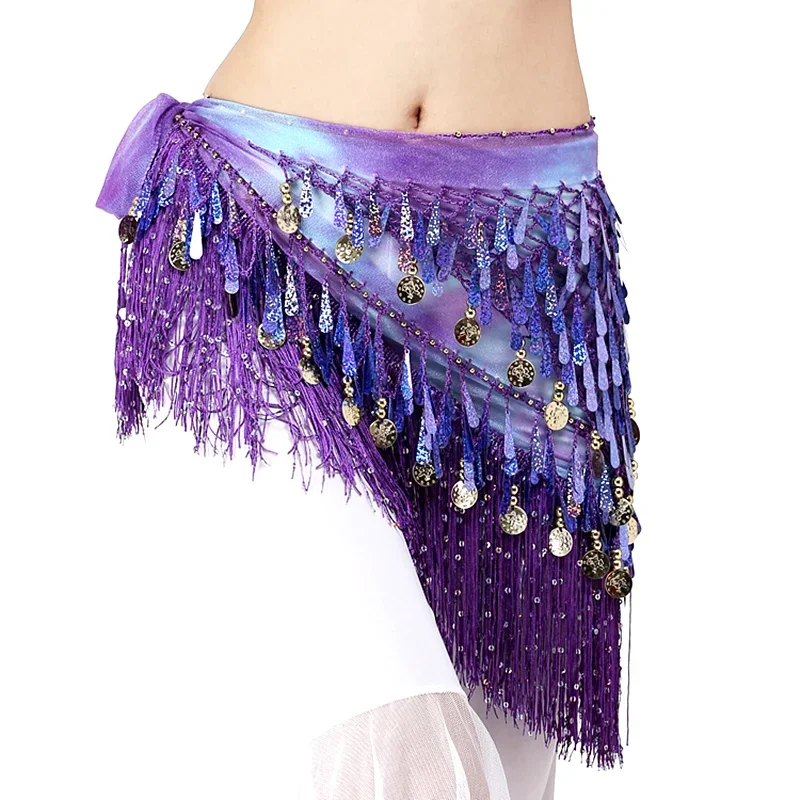 Waist Chains Sequined For Belly Dance Hip Scarf Tassel Triangular Waist Scarf Clothing Belt For Latin Dance