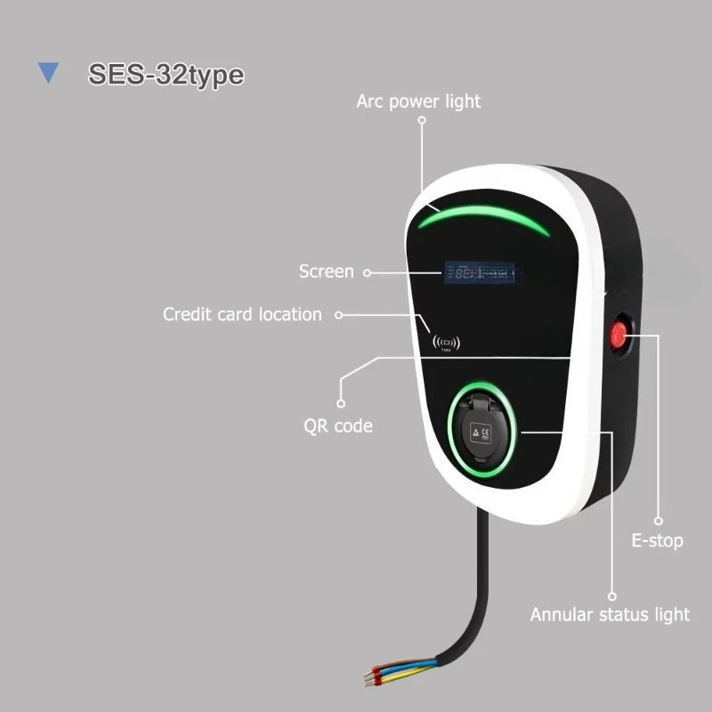32A 22kw Smart Wifi Fast Ev Charging Station Level 3 Ev Charger with Type 2 EV Socket