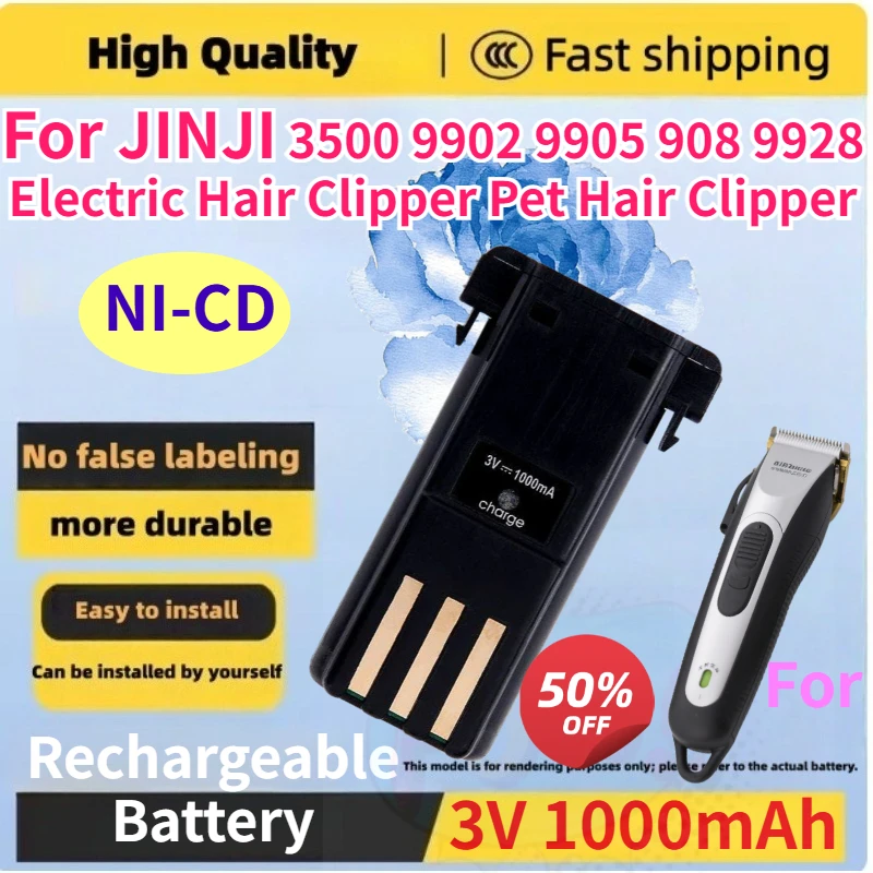 1000mAh NI-CD Rechargeable Batteries For JINJI 3500 9902 9905 908 9928 Electric Hair Clipper Pet Hair Clipper Power Accessories