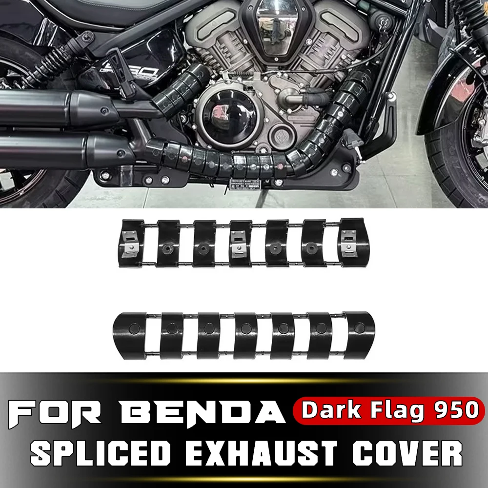 BENDA Dark Flag 950 Split Exhaust Heat Shield, Gloss Black Nylon, High Temp Insulation, No-Drill
