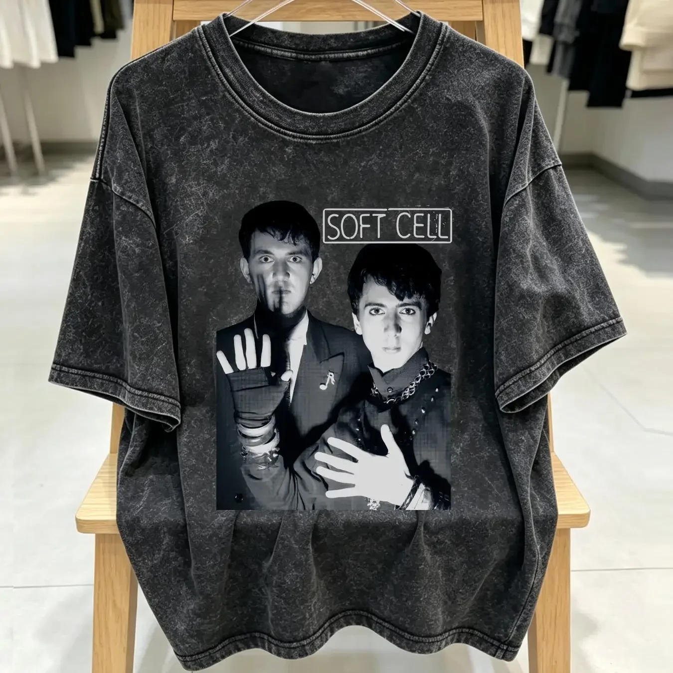 washed T Shirt Soft Cell Black Band Synthpop New Wave Pop Rock vintage Washed Unisex Slightly Stretched homme fashion