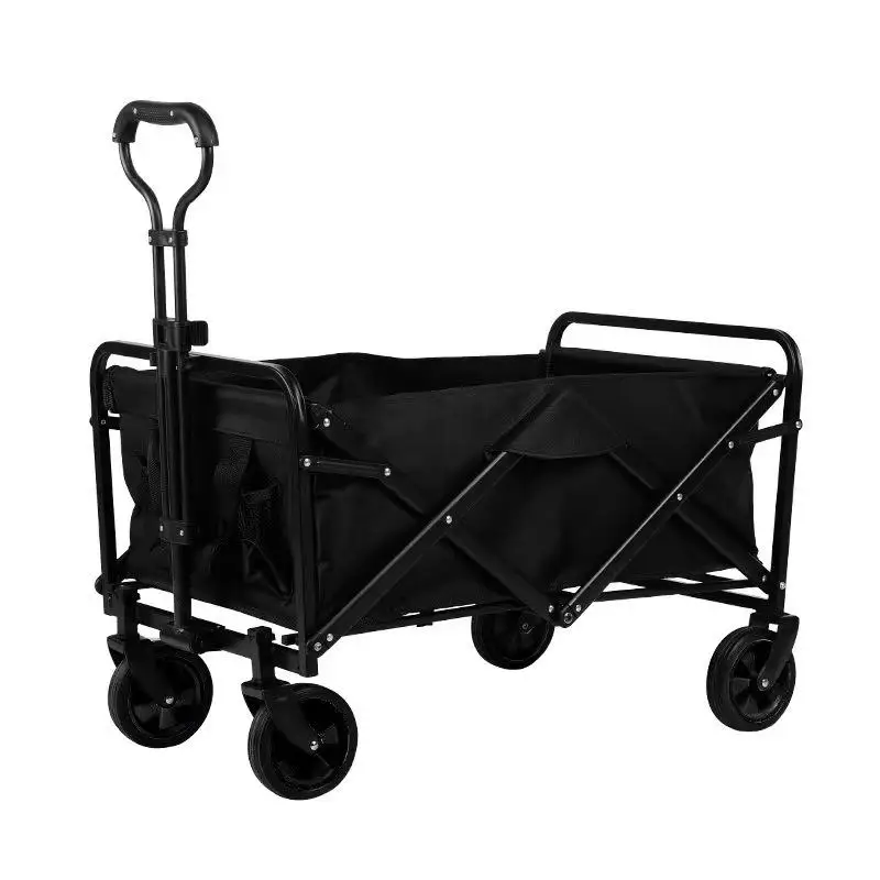 Outdoor Camping Picnic Hand Push Cart Portable Shopping Cart Vegetable Buying Barbecue Tool Oxford Cloth Material Retractable...