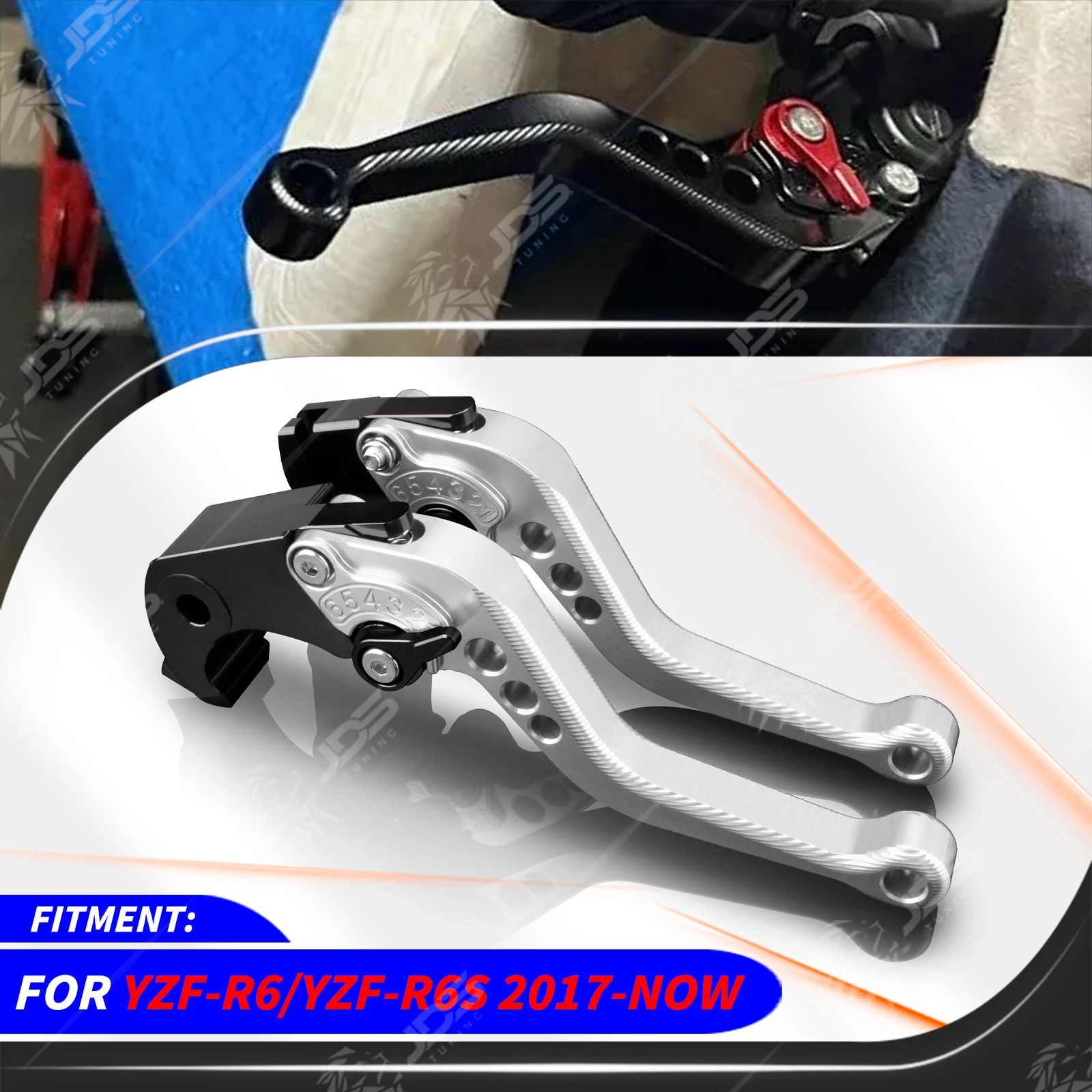 For Yamaha YZF-R6/YZF-R6S 2017-NOW Sport Short Brake Lever Set Adjustable Handle Levers Three-Fingers Accessories Parts