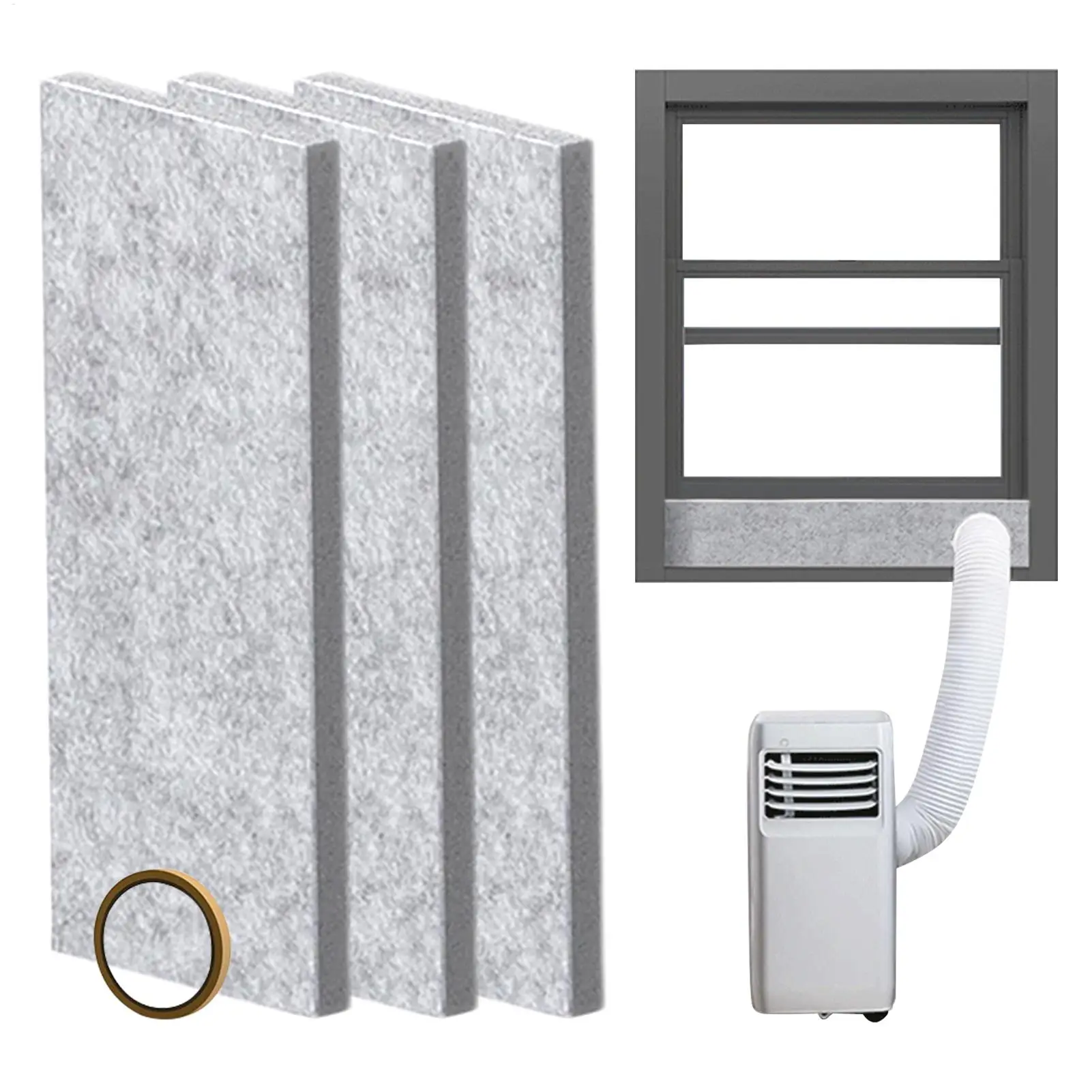 Portable AC Window Sealing Kit Adjustable Insulating Foam Panel Gap Filler Noise Reduction Plate Air Conditioner Vent Block