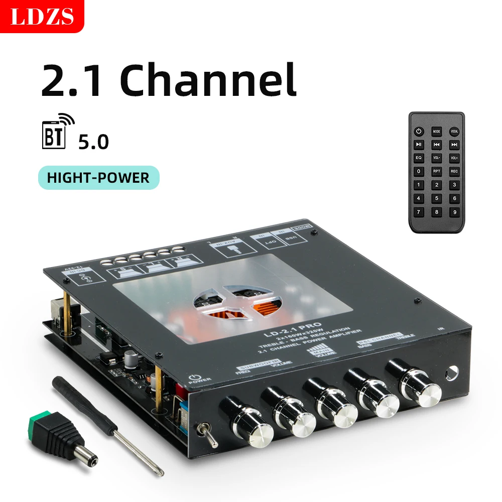 Placa Amplificadora Bluetooth 2.1 Canais 320W HiFi com Controle de Agudos e Graves, AUX DC 12/32V para Caixas de Som DIY