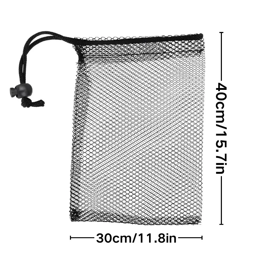 6pcs Breathable Black Mesh Drawstring Storage Pouch for Golf, Swimming, Laundry, Craft Small Items Sorting YMY