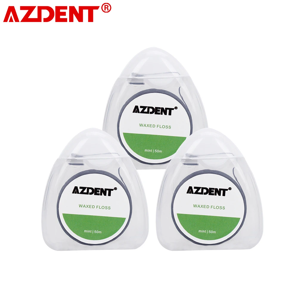 

AZDENT 3 Pcs Black Bamboo Charcoal Dental Flosser Mint Flavor Built-In Spool Flat Wire Dental Floss Replacement Core 50M/ Spool