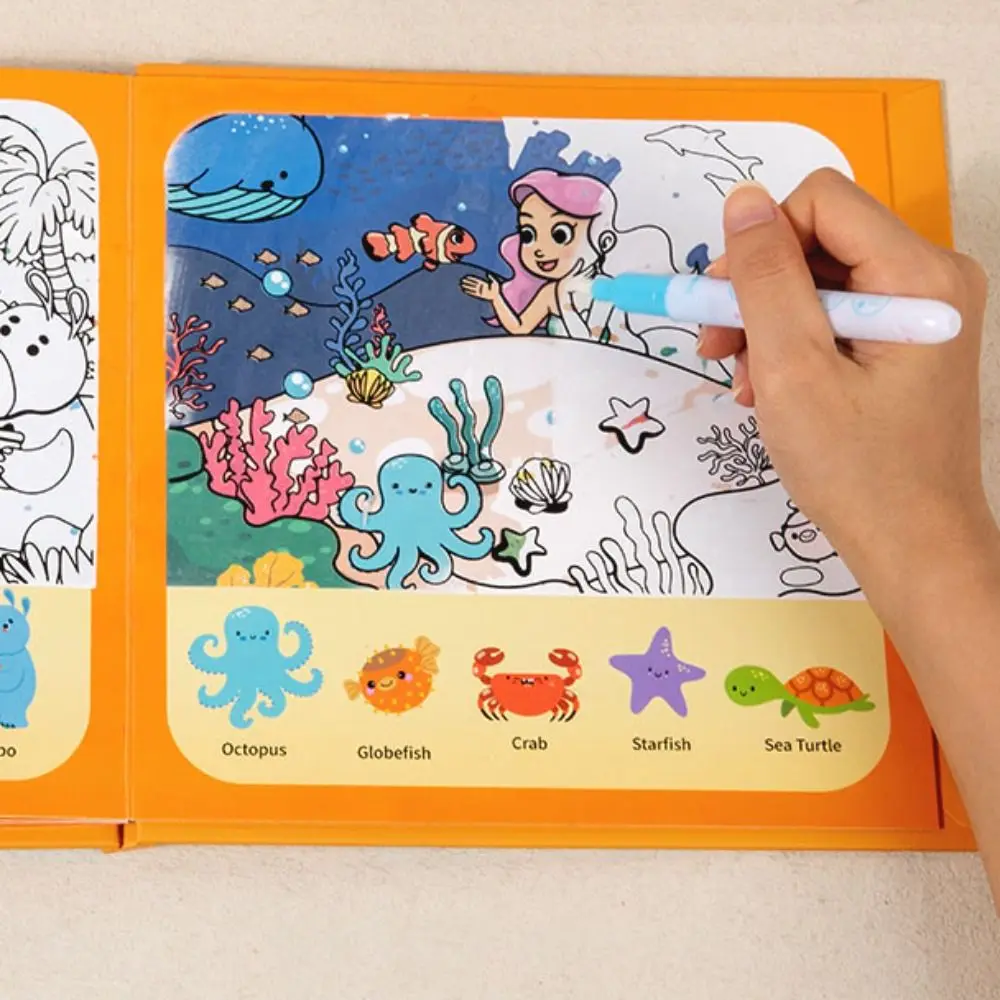 Libro da disegno ad acqua di carta Doodle Libro da colorare riutilizzabile senza disordine Cognizione precoce Pittura ad acqua Pittura per bambini Giocattoli da disegno