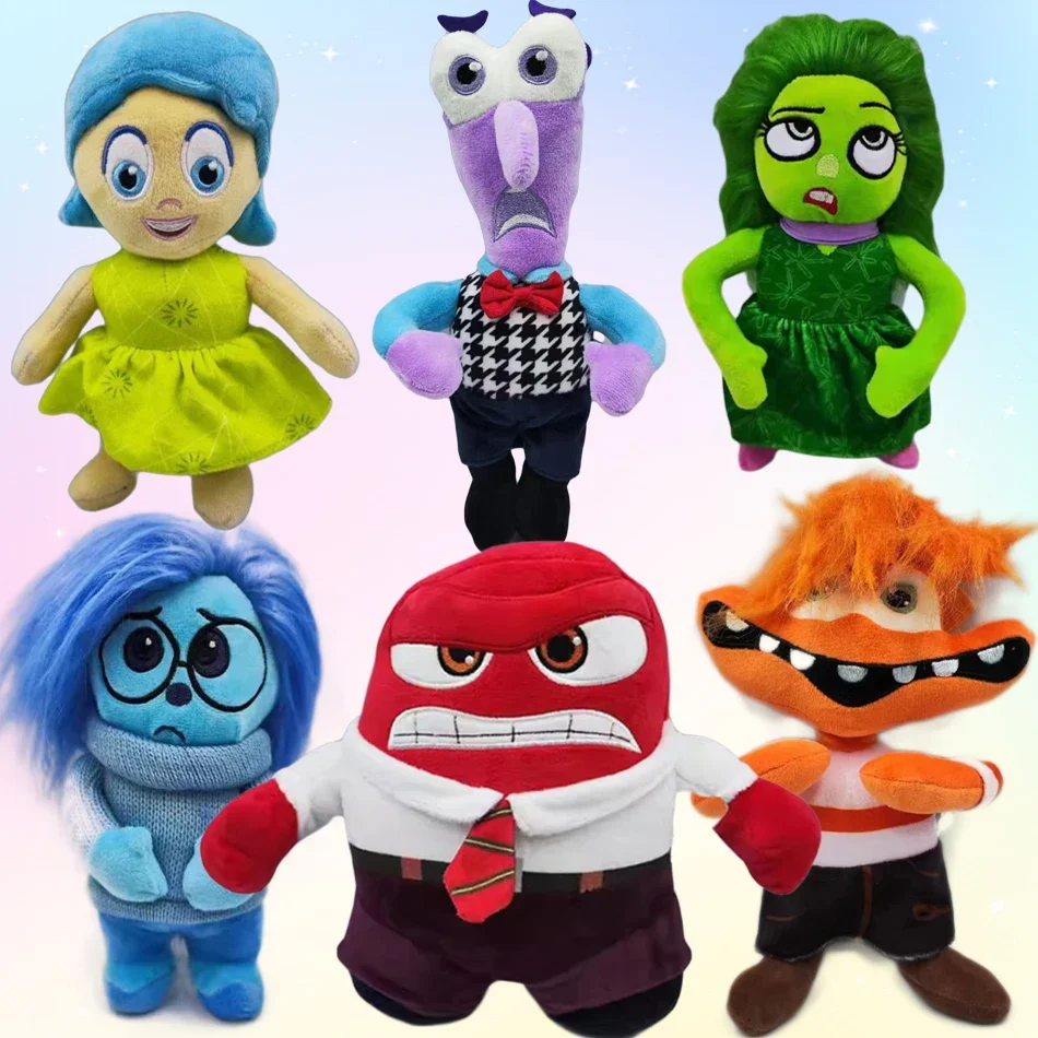 

21-26cm Disney&Pixar Inside Out 2 Cartoon Characters Plush Toys Joy Sadness Anger Disgust Fear Doll Birthday Gifts for Children