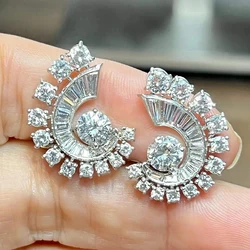 Huitan Sparkling Luxury Stud Earrings Lady Wedding Jewelry with Brilliant Zirconia Delicate Gorgeous Engagement Accessories Gift