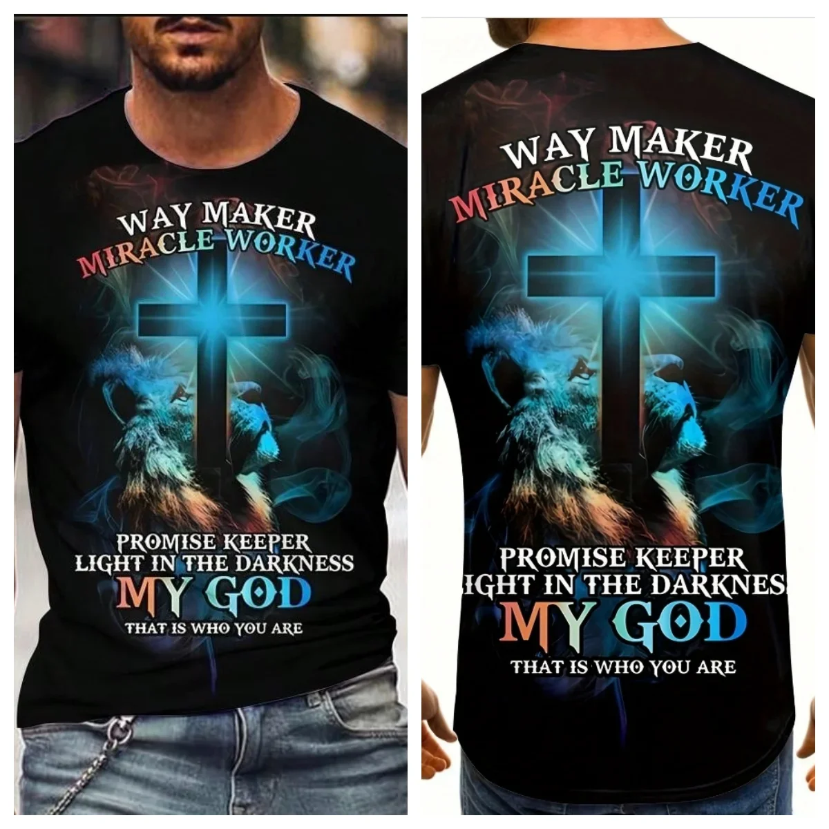 

Мужская модная летняя спортивная футболка с короткими рукавами и круглым вырезом с принтом Cross And Way Maker, удобная и универсальная футболка