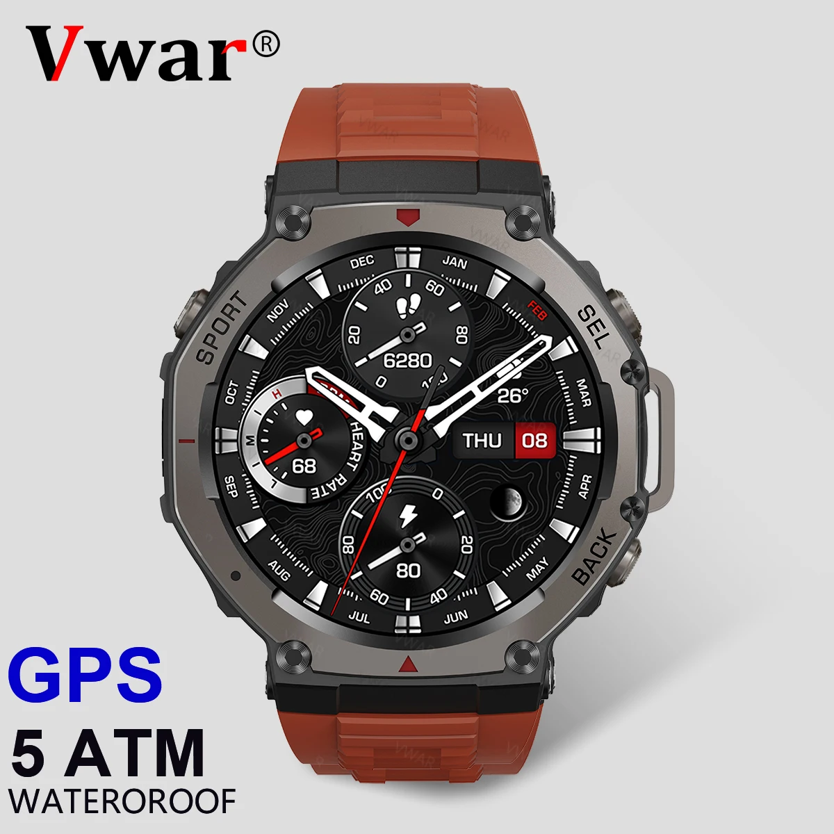 2025 NEW GPS Smart Watch 5 ATM Waterproof Outdoor Rugged Military 48mm 170+ Sports Mode AMOLED for Android & iPhone Xiaomi