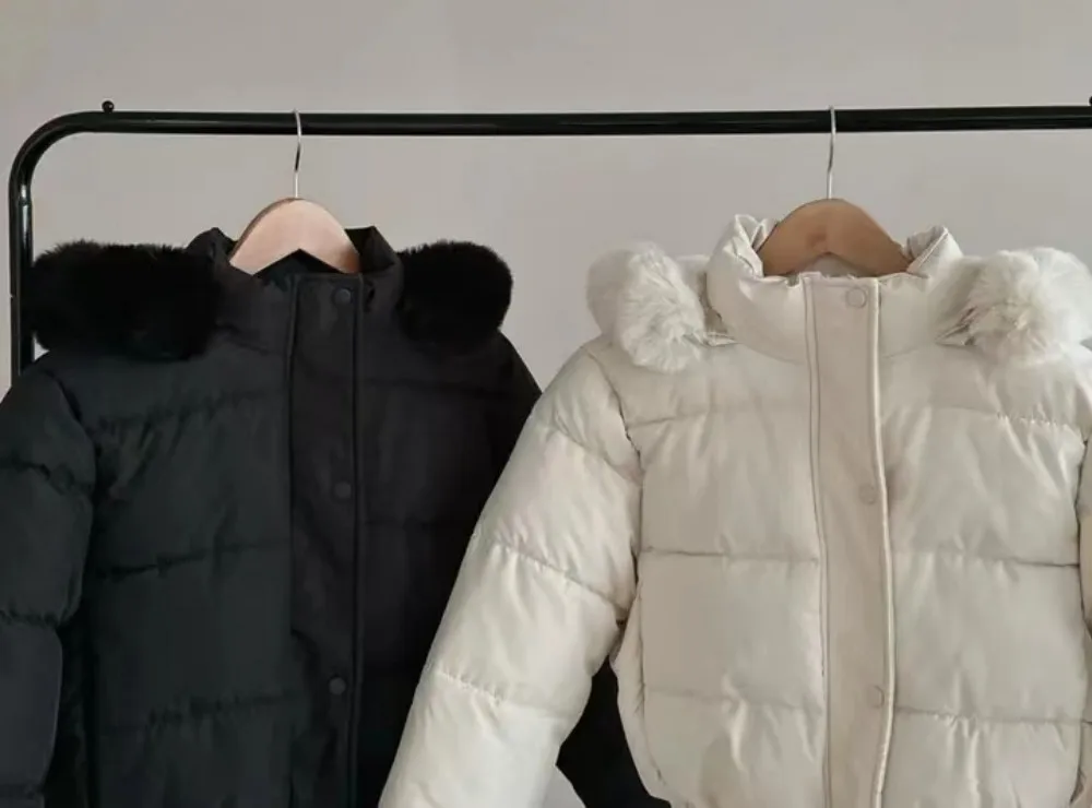 New Winter Warm Hooded Down Cotton Jacket Women Thickened Fleece Lining Big Fur Collar Long Sleeve Short Parkas Jacket Coat