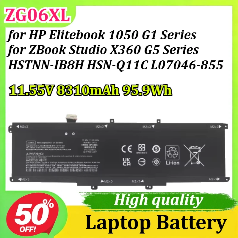 

ZG06XL Battery 11.55V 8310mAh 95.9Wh for HP Elitebook 1050 G1 Series for ZBook Studio X360 G5 Series HSTNN-IB8H HSN-Q11C