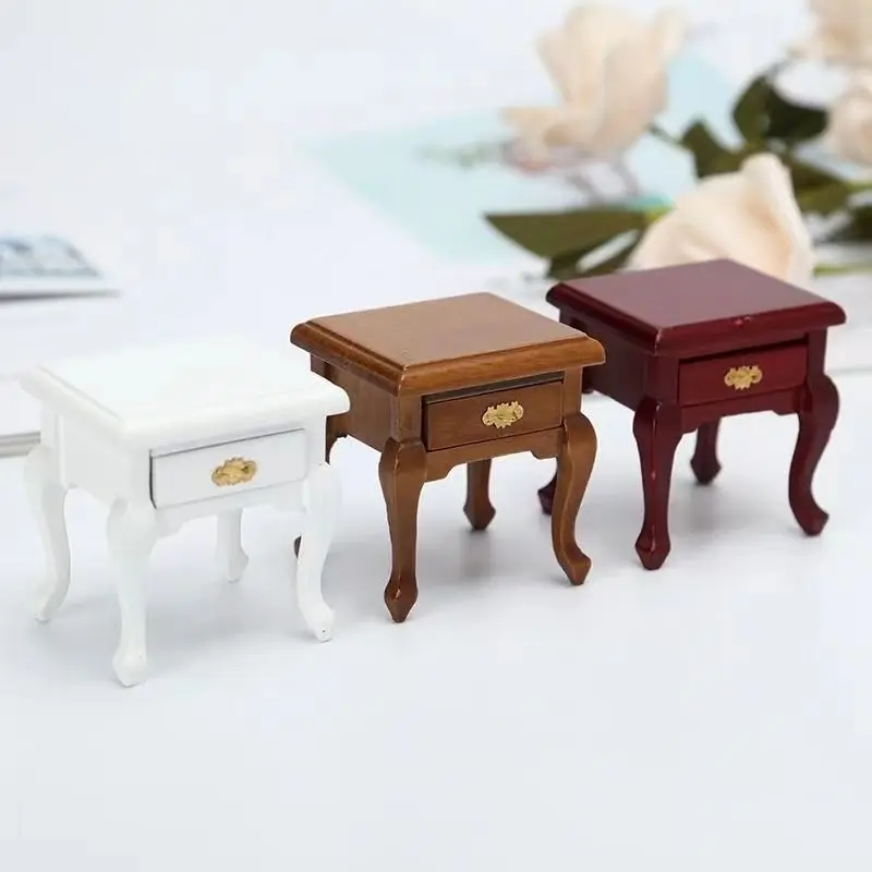 Minicasa de muñecas en miniatura, escritorio de madera, mesa de centro, sillas, muebles de simulación, juguetes, accesorios para casa de muñecas, 1/12