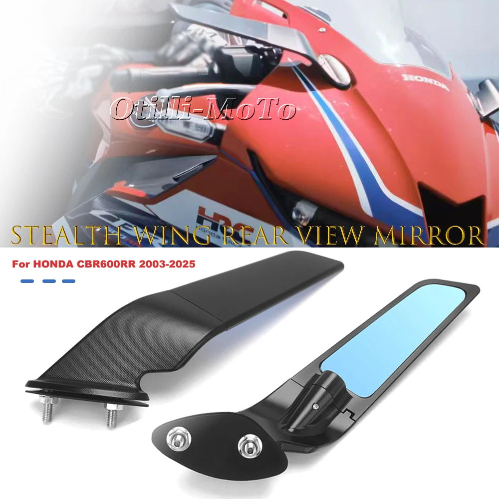 

For Honda CBR600RR cbr 600rr CBR600 2003-2025 Motorcycle Aluminum Mirror Modified Wind Wing Adjustable Rotating Rearview Mirror