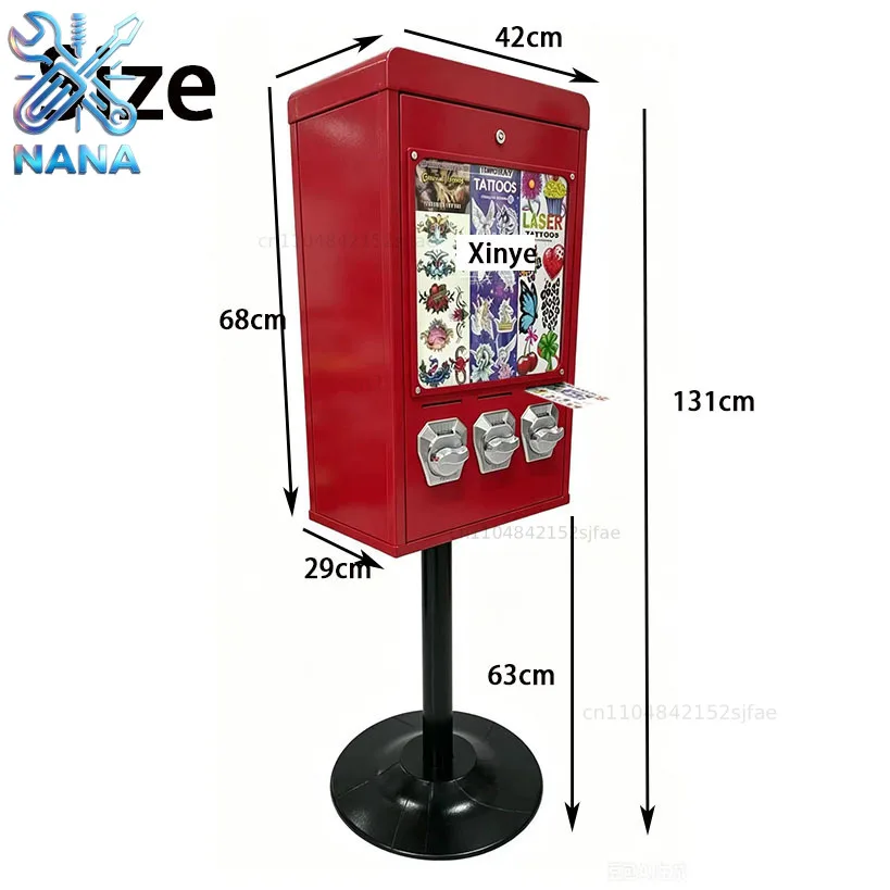 Three Head Different Coin Token Operated Self-Service Pokemo Game Card Tattoo Sticker Postcard Card Twisting Vending Machine