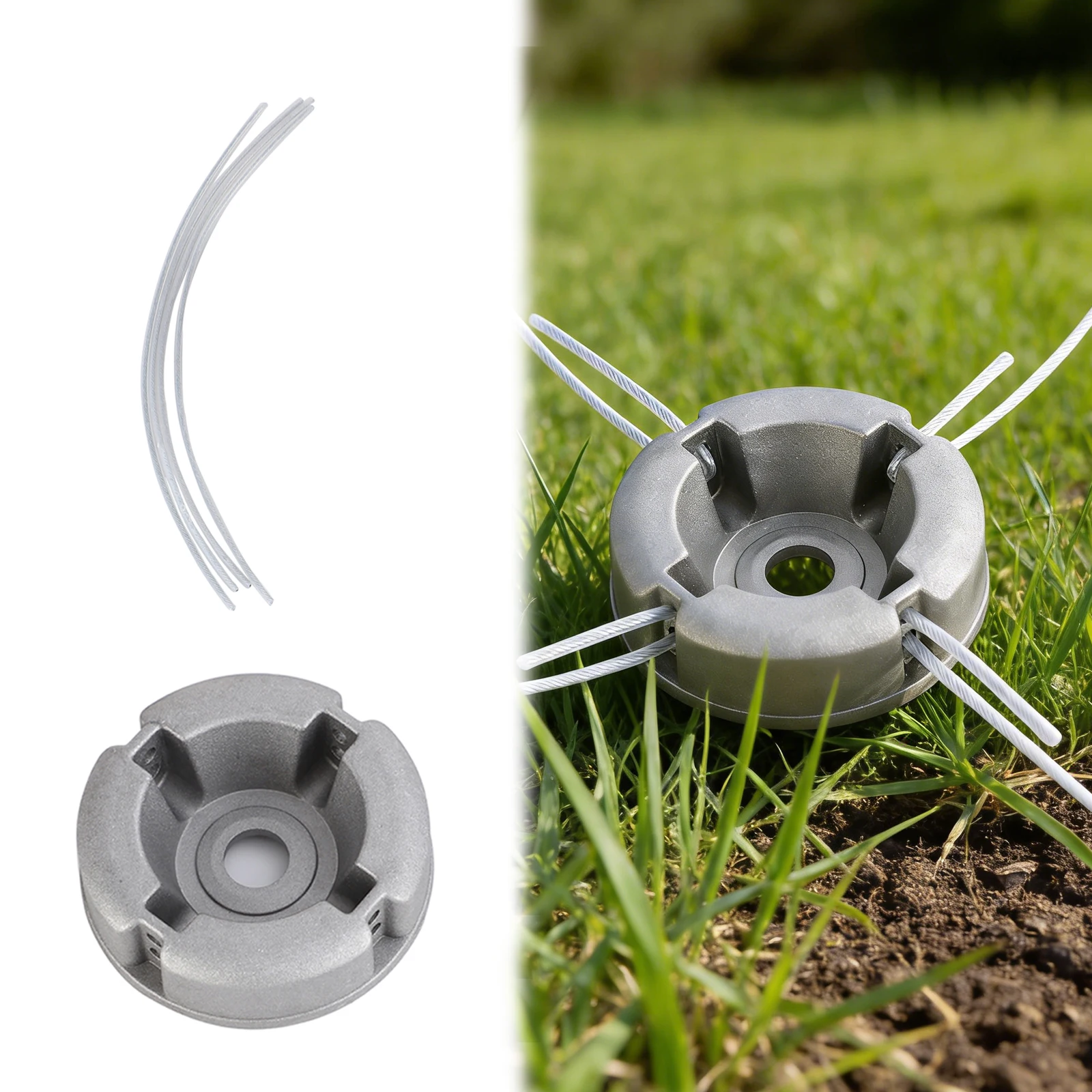 

Universal Aluminum Alloy Lawn Mower Head with Steel Wire Ropes Eater Trimmer Head Replacement for Lawn Mower Accessories