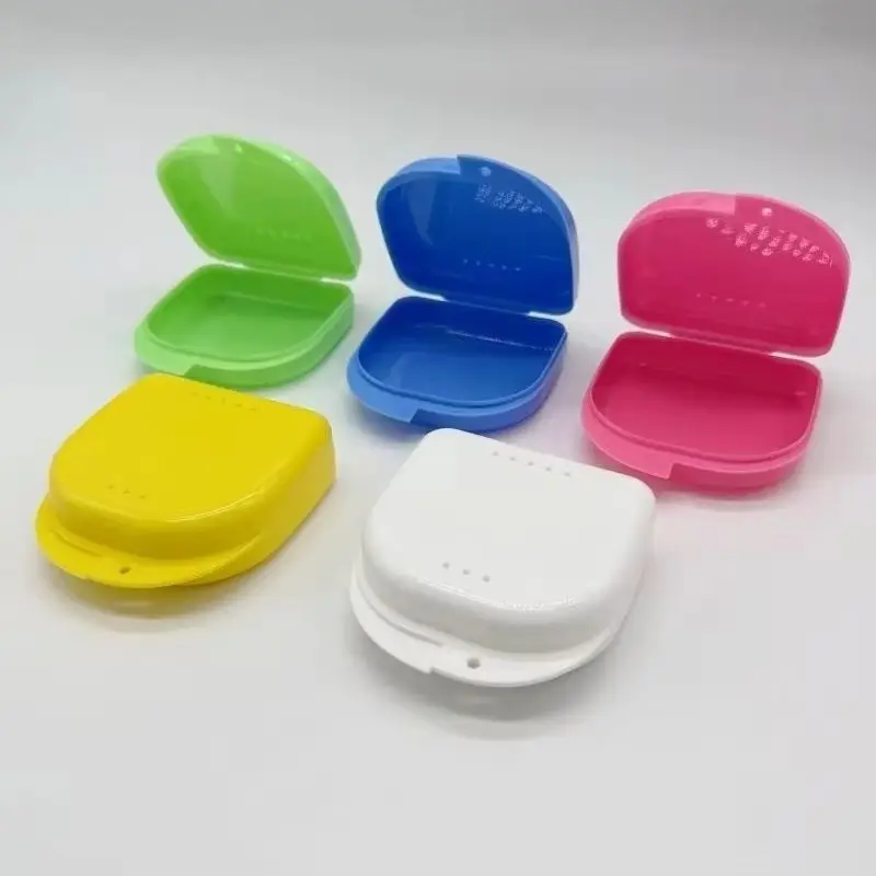 50 PCS Travel Denture Case with Air Holes Hygienic Protective Storage Box for Orthodontic Retainers Braces Aligners and Night Gu