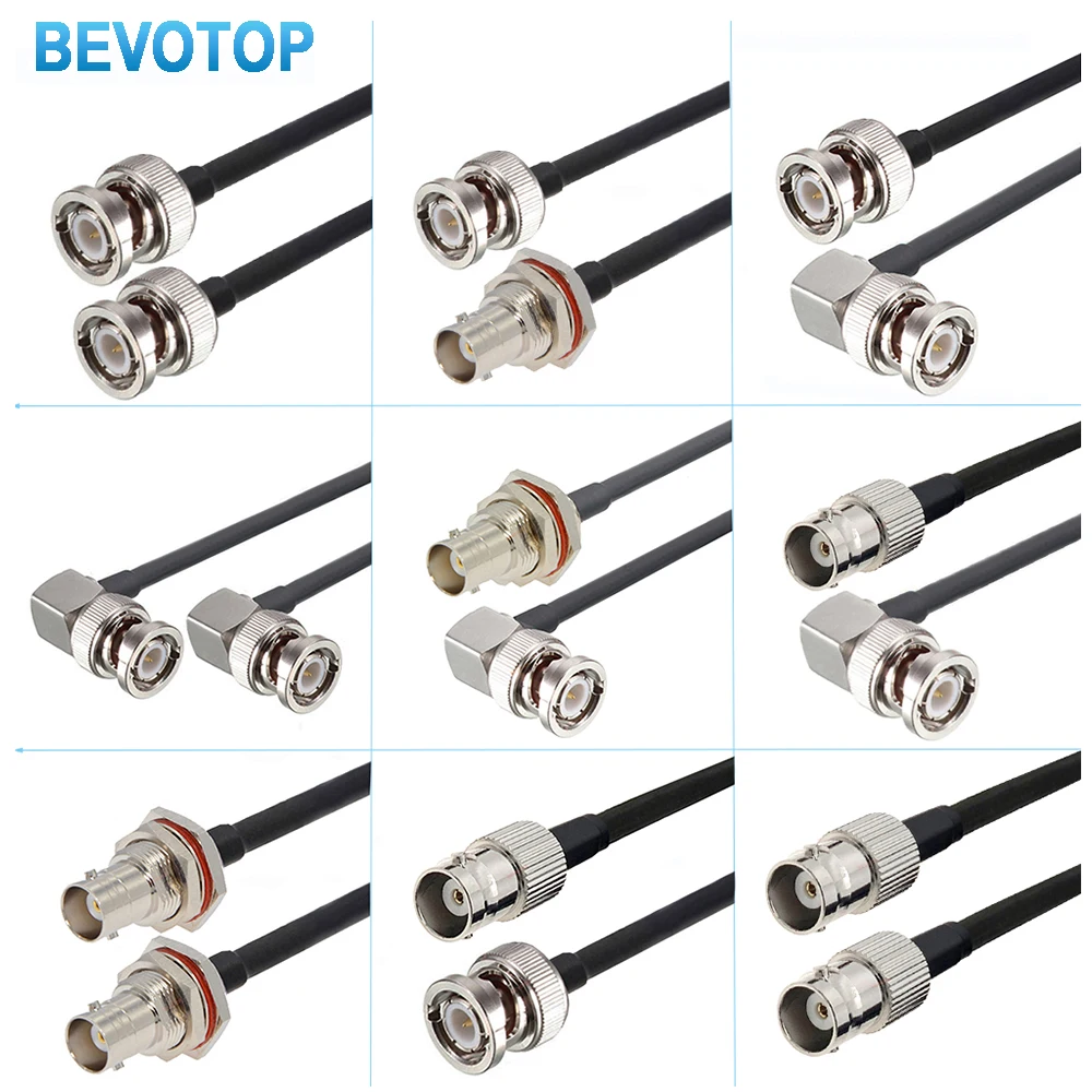 RG58 Coaxial BNC Male to BNC Male Plug RF Cable 50 Ohm Crimp Connector Double BNC Plug Male Pin Wire Cord 0.5M 1M 2M 5M 10M 20M