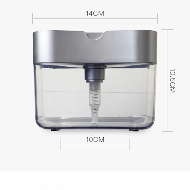 Caja de jabón para platos, herramientas dispensadoras de líquido a presión manual con soporte de esponja, juego dispensador de detergente,