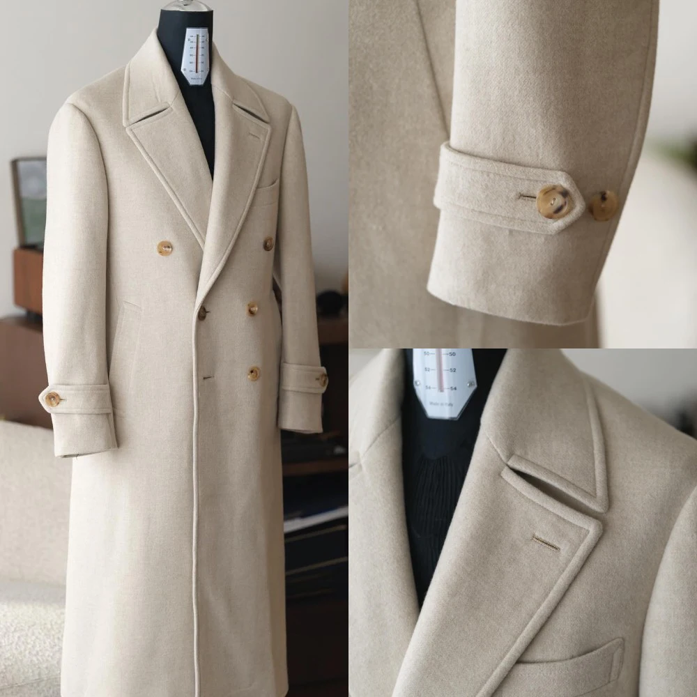Stylish Men's Wedding Overcoat 1Pce Notched Lapel Autumn Double Breasted Wool Blend Business Blazers Groom Wear Customized Coat