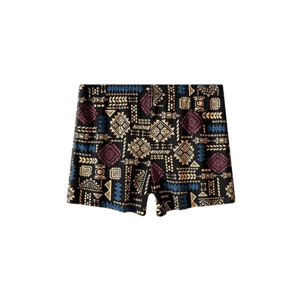 

Fashion Plus Size Men's Boxer Briefs Seamless Mid Waist Printed Panties Ethnic Printed Short Underwear for Man Gifts