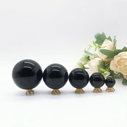 Natural Black Obsidian Sphere Crystal Quartz Magic Ball Rock Stone Witchcraft Reiki Healing Home Decoration Gift Without Base