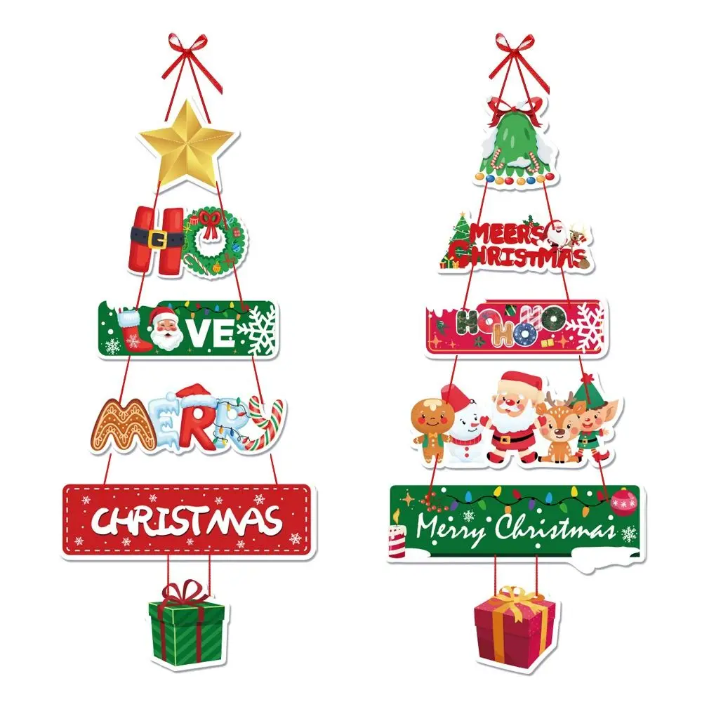 Parper Christmas Door Hanger Cartoon Santa Claus Elk Xmas Tree Pendants DIY Creative Christmas Hanging Oranment Christmas