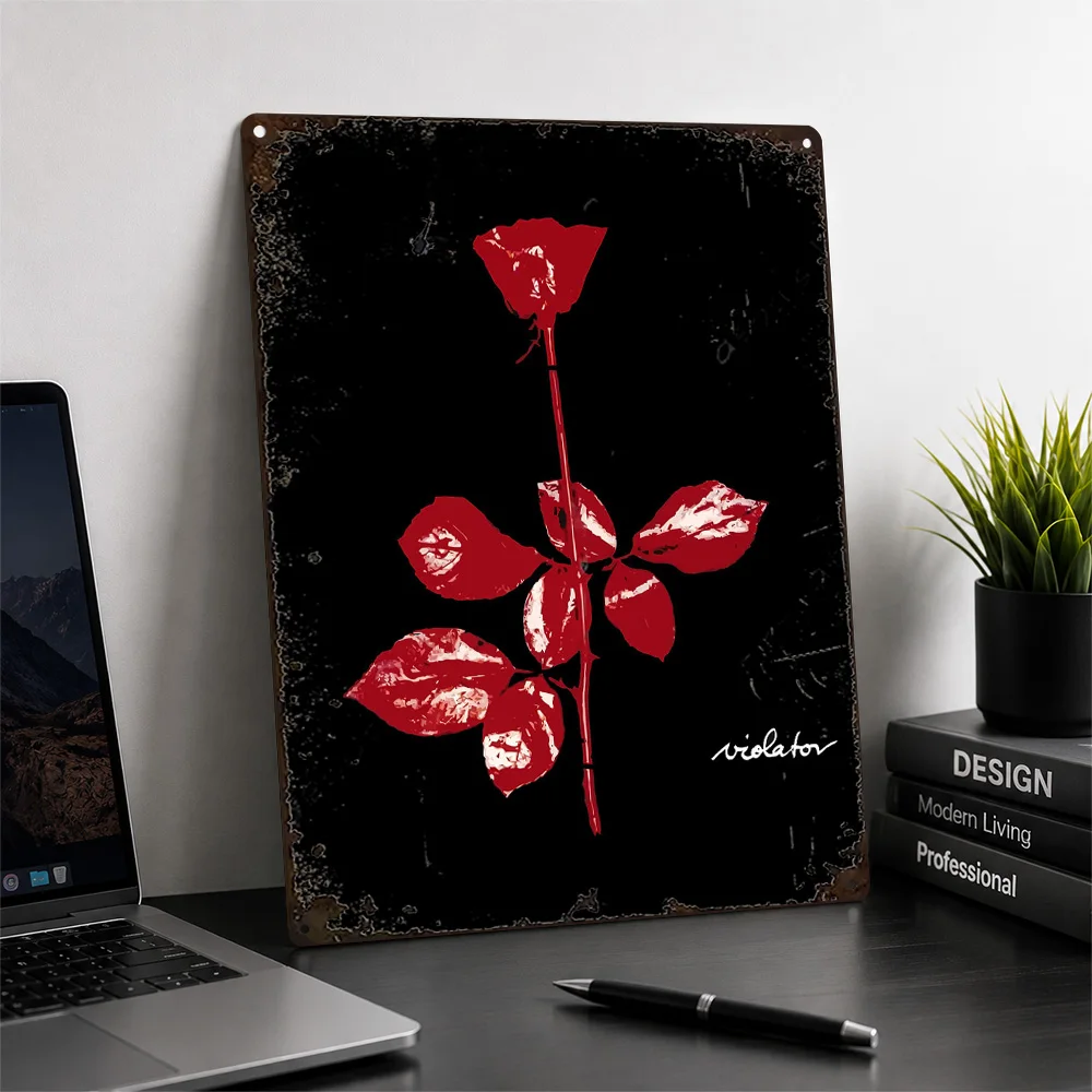 Depeche Mode Violator Rose Aluminum Poster Minimalist Graphic Wall Art For Listening Room Customized Metal Sign Band Fan Gift