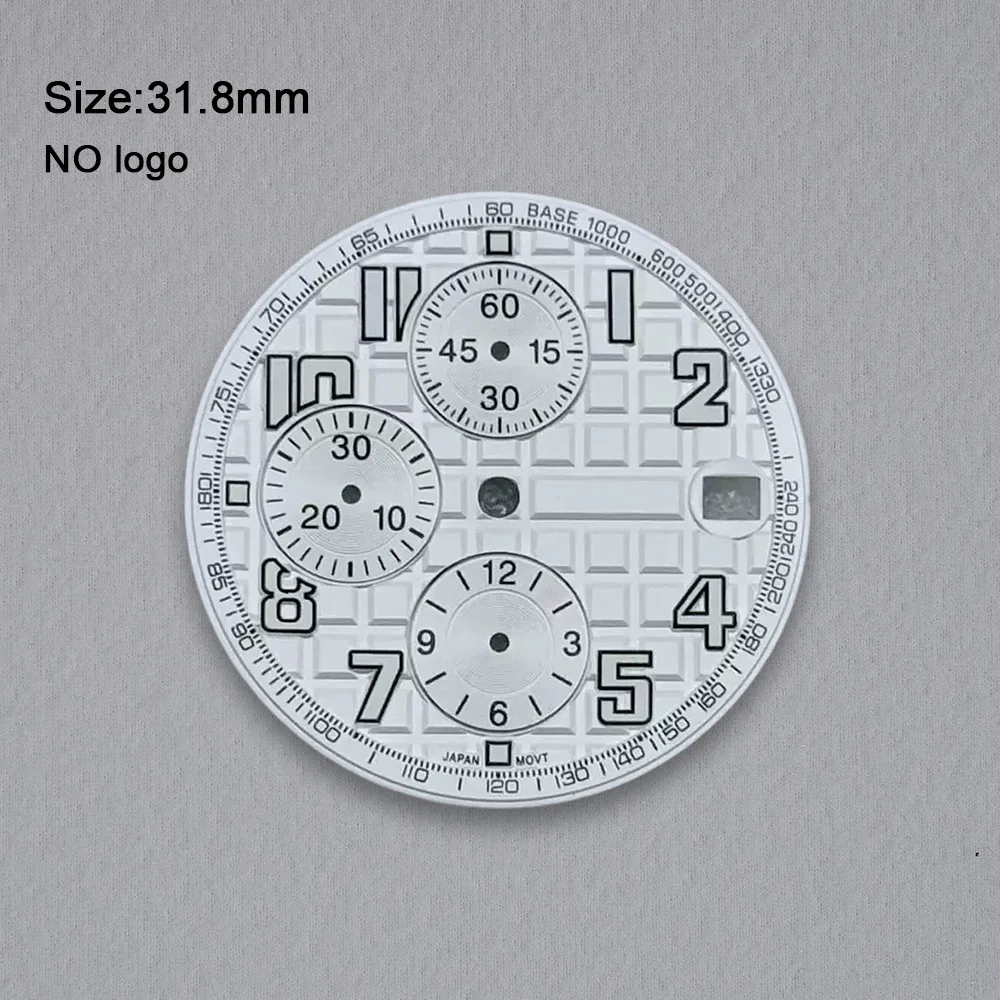 31.8mm No Logo Blank Numeric Dial For VK67 Movement Green Luminous Custom Logo Watch Dials Hands Accessories Repair Tools