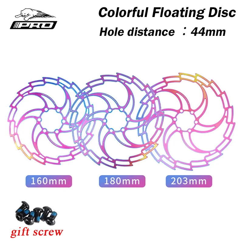 IIIPRO MTB Bicycle Oil Slick Stainless Steel Disc Brake Colorful 160/180/203mm Mountain Bike Hydraulic Brake 6 Bolts Discs Rotor