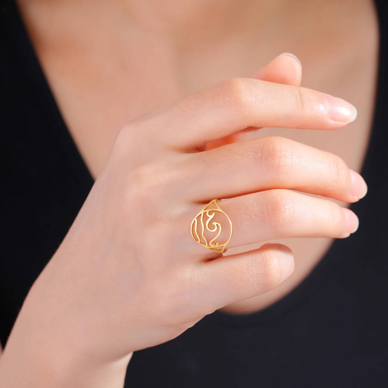 Lucktune Einfache Meereswellen-Ringe für Frauen, Edelstahl, trendige geometrische Ozean-Surf-Fingerringe, Schmuck, Hochzeit, Muttergeschenke – Detail 11